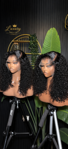 Burmese curls black colour 16 inches 5by5 hd closure wig